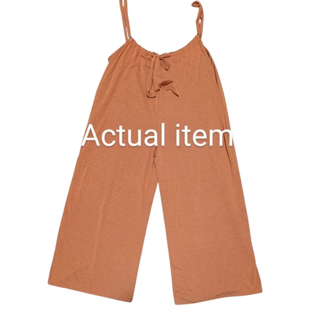 Bucketlist Wide Leg Solid Textured Suspender Pants size Medium R5104A bohemian - Picture 8 of 10